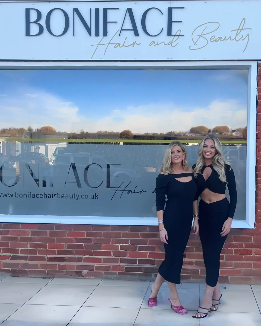 Jo and Olivia outside the Boniface salon on Rectory Road